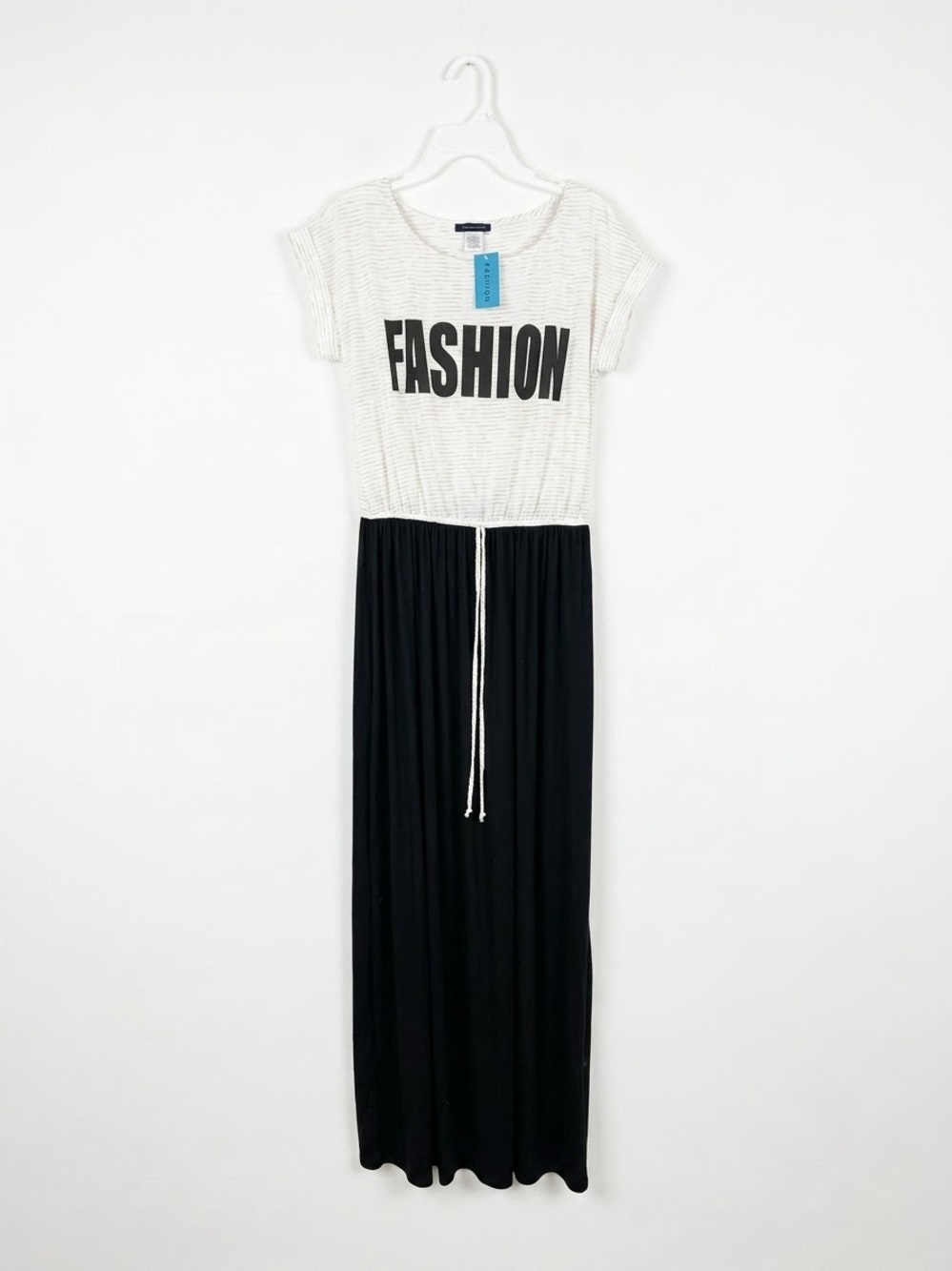 Wallpapher Two-Tone 'FASHION' Maxi Dress - White & Black